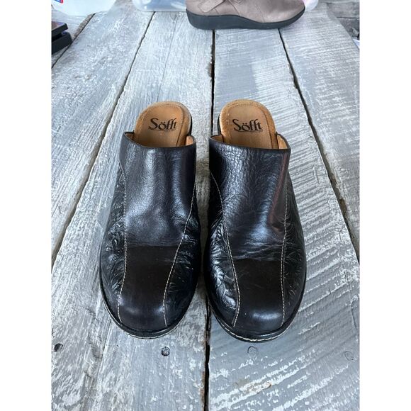 Sofft 7.5M Black Leather Mules - Picture 1 of 7